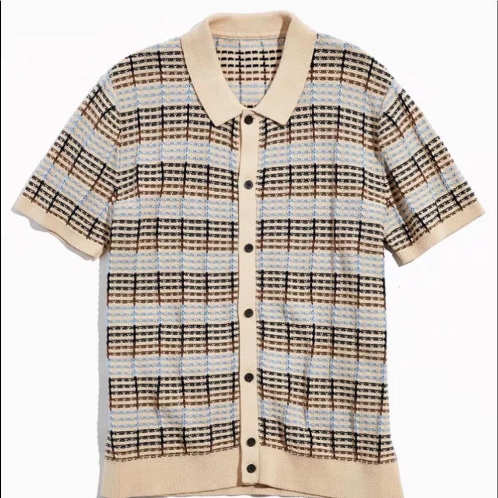Mens Short Sleeve Textured Sweater